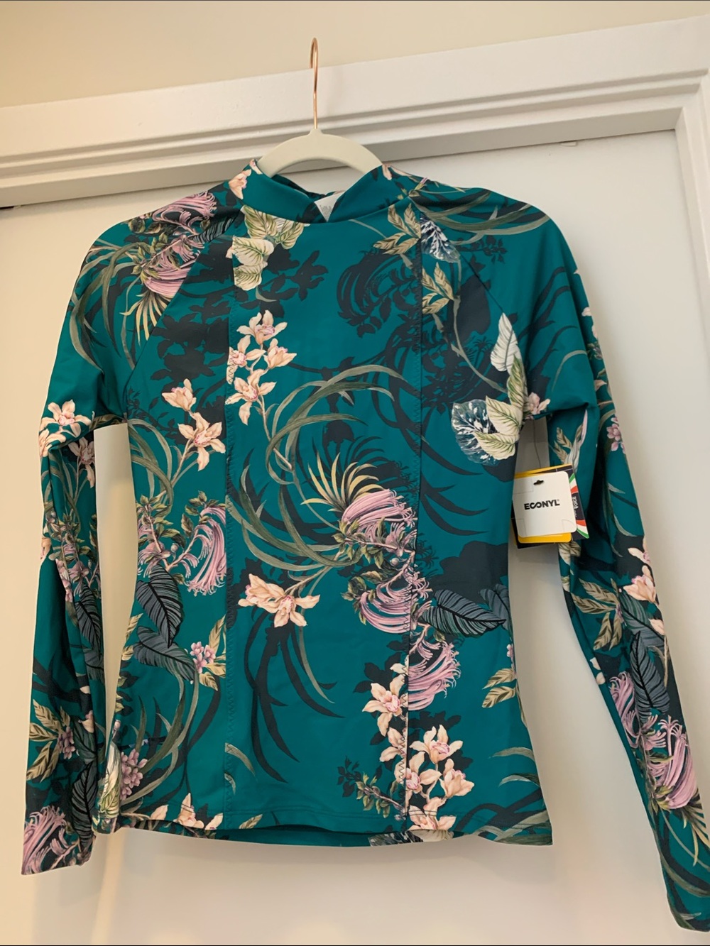 Lole Teal Floral Hooded Long-Sleeve Top Sun protecter